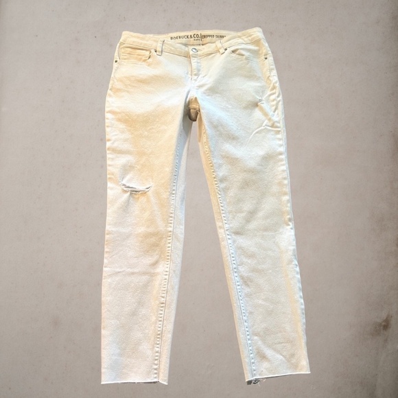 NWOT ROEBUCK & Co. Vintage Distressed Raw Hem Skinny Jeans White/12R - Picture 8 of 14